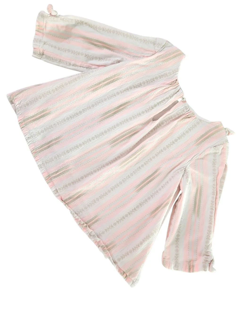 Isaac Mizrahi Pink and Cream Striped Girls' Tunic Size 4T Open Sleeve